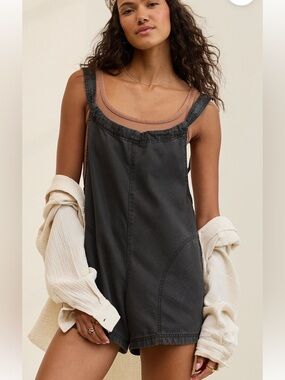 Aerie NWTS Denim Short Overalls